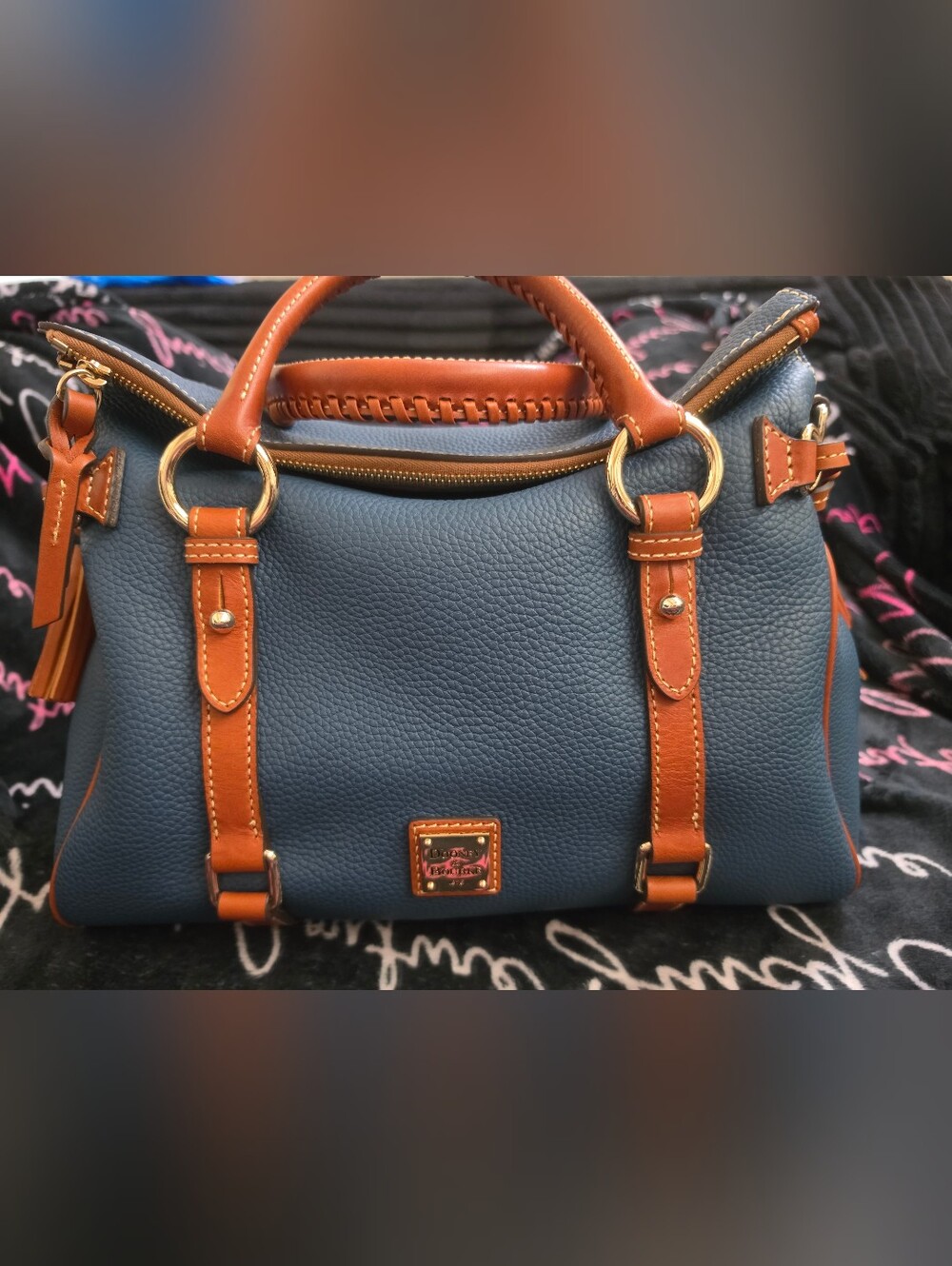 NWT Dooney & Bourke Large Pebble Grain Satchel in Jeans